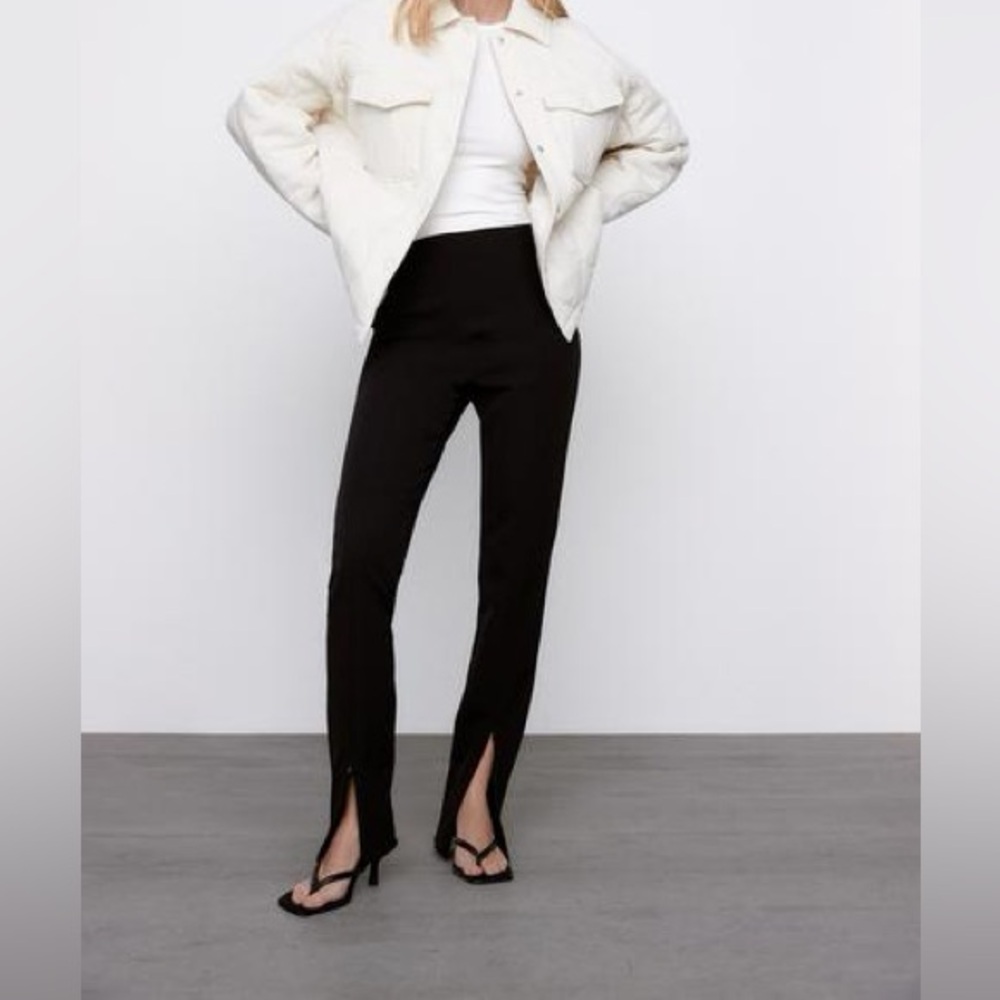 Zara NWOT Black Women's Pants with Front Vents